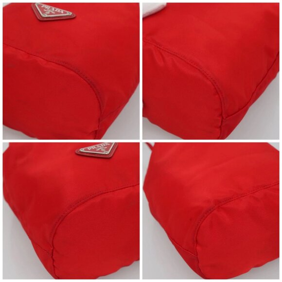 PRADA Pouch Nylon Red Silver Auth BA2656 - Picture 14 of 16